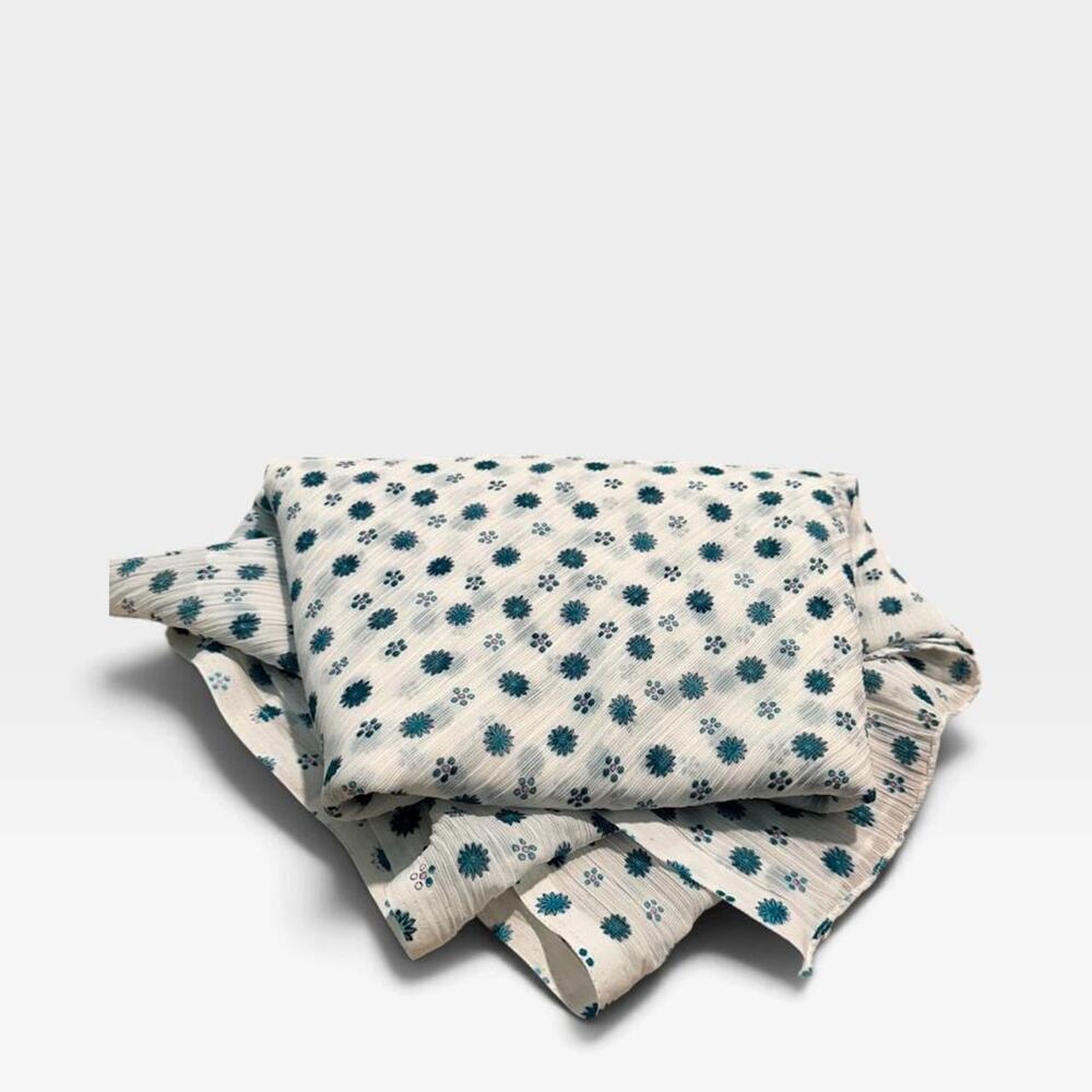 Blue floral print cotton scarf Large